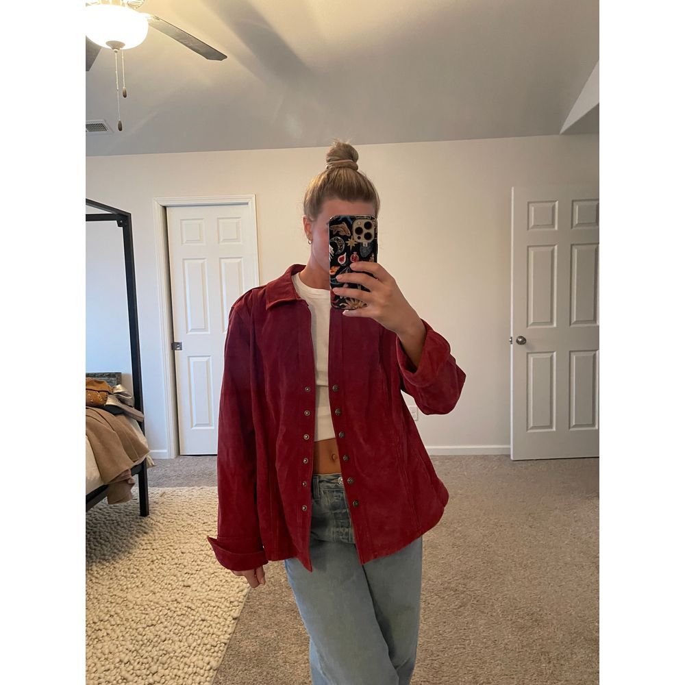 Vintage Women's‎ Dressbarn Silver Snap Front Suede Jacket